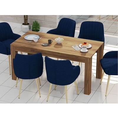 Mahmayi Modern 6-Seater Wooden Dining Table for Kitchen, Dining & Living Room - 160cm, Dark Hunton Oak Finish - Stylish Furniture for Compact Spaces or Apartments - Image 3