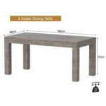 Mahmayi Modern 6-Seater Wooden Dining Table for Kitchen, Dining & Living Room - 160cm, Grey Brown Whiteriver Oak Finish - Stylish Furniture for Compact Spaces or Apartments