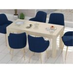 Mahmayi Modern 6-Seater Wooden Dining Table for Kitchen, Dining & Living Room - 160cm, Natural Davos Oak Finish - Stylish Furniture for Compact Spaces or Apartments