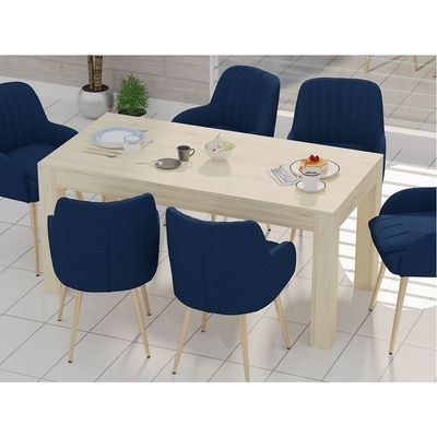 Mahmayi Modern 6-Seater Wooden Dining Table for Kitchen, Dining & Living Room - 160cm, Natural Davos Oak Finish - Stylish Furniture for Compact Spaces or Apartments - Image 3