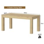Mahmayi Modern 6-Seater Wooden Dining Table for Kitchen, Dining & Living Room - 160cm, Natural Davos Oak Finish - Stylish Furniture for Compact Spaces or Apartments