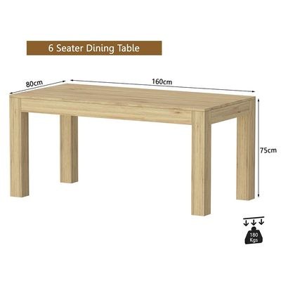 Mahmayi Modern 6-Seater Wooden Dining Table for Kitchen, Dining & Living Room - 160cm, Natural Davos Oak Finish - Stylish Furniture for Compact Spaces or Apartments - Image 4