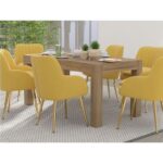 Mahmayi Modern 6-Seater Wooden Dining Table for Kitchen, Dining & Living Room - 160cm, Vintage Santa Fe Oak Finish - Stylish Furniture for Compact Spaces or Apartments