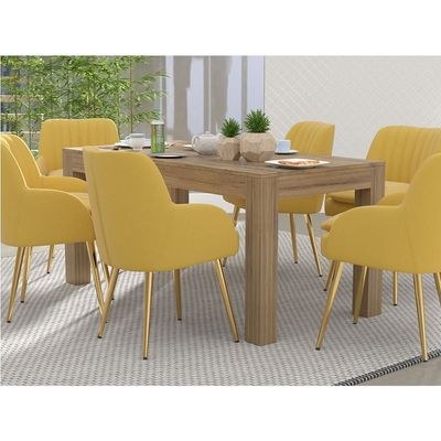 Mahmayi Modern 6-Seater Wooden Dining Table for Kitchen, Dining & Living Room - 160cm, Vintage Santa Fe Oak Finish - Stylish Furniture for Compact Spaces or Apartments