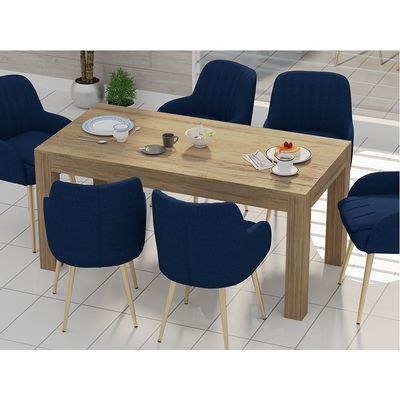 Mahmayi Modern 6-Seater Wooden Dining Table for Kitchen, Dining & Living Room - 160cm, Vintage Santa Fe Oak Finish - Stylish Furniture for Compact Spaces or Apartments - Image 3