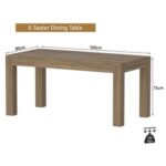 Mahmayi Modern 6-Seater Wooden Dining Table for Kitchen, Dining & Living Room - 160cm, Vintage Santa Fe Oak Finish - Stylish Furniture for Compact Spaces or Apartments