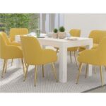 Mahmayi Modern 6-Seater Wooden Dining Table for Kitchen, Dining & Living Room - 160cm, White Levanto Marble Finish - Stylish Furniture for Compact Spaces or Apartments
