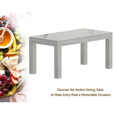 Mahmayi Modern 6-Seater Wooden Dining Table for Kitchen, Dining & Living Room - 160cm, White Levanto Marble Finish - Stylish Furniture for Compact Spaces or Apartments - Image 2