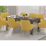 Mahmayi Modern 8-Seater Wooden Dining Table for Kitchen, Dining & Living Room - 180cm, Anthracite Jura Slate Finish - Stylish Furniture for Compact Spaces or Apartments