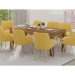 Mahmayi Modern 8-Seater Wooden Dining Table for Kitchen, Dining & Living Room - 180cm, Dark Hunton Oak Finish - Stylish Furniture for Compact Spaces or Apartments