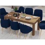 Mahmayi Modern 8-Seater Wooden Dining Table for Kitchen, Dining & Living Room - 180cm, Dark Hunton Oak Finish - Stylish Furniture for Compact Spaces or Apartments