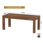 Mahmayi Modern 8-Seater Wooden Dining Table for Kitchen, Dining & Living Room - 180cm, Dark Hunton Oak Finish - Stylish Furniture for Compact Spaces or Apartments