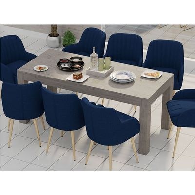 Mahmayi Modern 8-Seater Wooden Dining Table for Kitchen, Dining & Living Room - 180cm, Grey Brown Whiteriver Oak Finish - Stylish Furniture for Compact Spaces or Apartments - Image 3