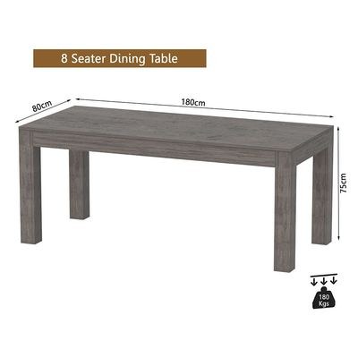 Mahmayi Modern 8-Seater Wooden Dining Table for Kitchen, Dining & Living Room - 180cm, Grey Brown Whiteriver Oak Finish - Stylish Furniture for Compact Spaces or Apartments - Image 4