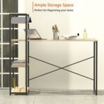 Mahmayi Computer Workstation Table with 4 Tier Storage Shelves for Home and Office Modern Stylish Computer Desk - Black and Griege