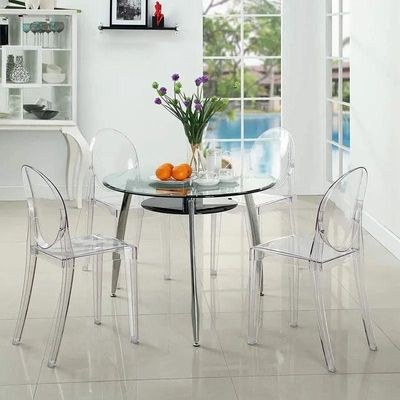 Fresco Acrylic Transparent Armless Modern Dining Chair Stylish Indoor Outdoor Seating for Office, Restaurant, and Café - Image 2