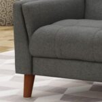Tedious Tufted Design Teak Wood & Molfino Upholstery Armchair for Living Room