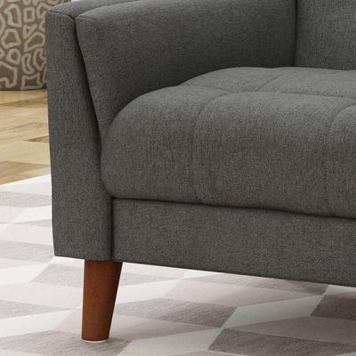 Tedious Tufted Design Teak Wood & Molfino Upholstery Armchair for Living Room - Image 4
