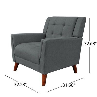 Tedious Tufted Design Teak Wood & Molfino Upholstery Armchair for Living Room - Image 5