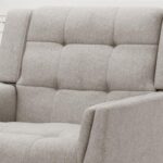 Tedious Tufted Design Teak Wood & Molfino Upholstery Armchair for Living Room