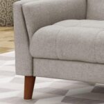 Tedious Tufted Design Teak Wood & Molfino Upholstery Armchair for Living Room