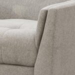 Tedious Tufted Design Teak Wood & Molfino Upholstery Armchair for Living Room