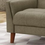 Tedious Tufted Design Teak Wood & Molfino Upholstery Armchair for Living Room
