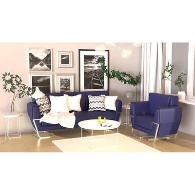 Mahmayi GLW SF169-1 Blue PU Leatherette Single Seater Sofa - Comfortable Living Room Furniture with Stylish Design (1-Seater, Blue) - Image 4