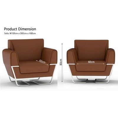 Mahmayi GLW SF169-1 Brown PU Leatherette Single Seater Sofa - Comfortable Living Room Furniture with Stylish Design (1-Seater, Brown) - Image 3