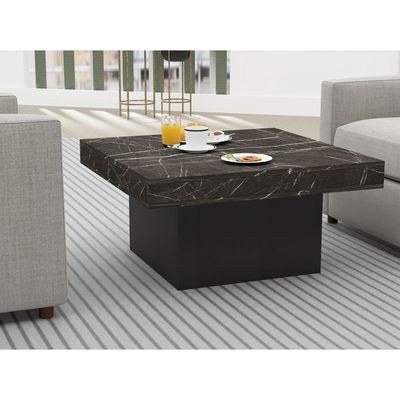Mahmayi Modern Coffee Table Square Shape Tabletop - Black Pietra Grigia and Black - Image 4