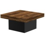 Mahmayi Modern Coffee Table Square Shape Tabletop - Dark Hunton Oak and Black
