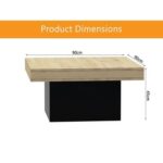 Mahmayi Modern Coffee Table Square Shape Tabletop - Natural Davos Oak and Black