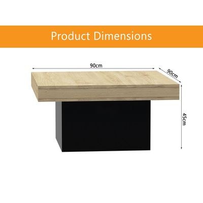 Mahmayi Modern Coffee Table Square Shape Tabletop - Natural Davos Oak and Black - Image 5