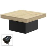 Mahmayi Modern Coffee Table with BS02 USB Port Square Shape Tabletop - Natural Davos Oak and Black