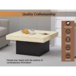 Mahmayi Modern Coffee Table with BS02 USB Port Square Shape Tabletop - Natural Davos Oak and Black