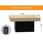 Mahmayi Modern Coffee Table with BS02 USB Port Square Shape Tabletop - Natural Davos Oak and Black