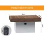 Mahmayi Modern Coffee Table with BS02 USB Port Square Shape Tabletop - Truffle Davos Oak and White