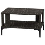 Mahmayi Modern Coffee Table with Storage Shelf - Black Pietra Grigia