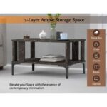 Mahmayi Modern Coffee Table with Storage Shelf - Black Pietra Grigia