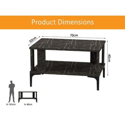 Mahmayi Modern Coffee Table with Storage Shelf - Black Pietra Grigia - Image 5