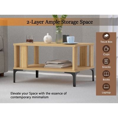 Mahmayi Modern Coffee Table with Storage Shelf - Coco Bolo - Image 3