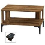 Mahmayi Modern Coffee Table with BS02 USB Port and Storage Shelf - Dark Hunton Oak