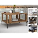 Mahmayi Modern Coffee Table with BS02 USB Port and Storage Shelf - Dark Hunton Oak