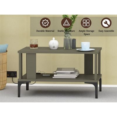 Mahmayi Modern Coffee Table with BS02 USB Port and Storage Shelf - Lava Grey - Image 4