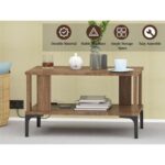 Mahmayi Modern Coffee Table with BS02 USB Port and Storage Shelf - Truffle Davos Oak
