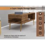 Mahmayi Modern Coffee Table with Side Compartment and Storage Shelf - Dark Hunton Oak