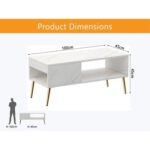 Mahmayi Modern Coffee Table with Side Compartment and Storage Shelf - White Levanto Marble