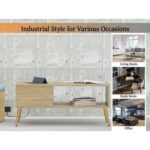 Mahmayi Modern Coffee Table with BS02 USB Port, Side Compartment and Storage Shelf - Grey Bardolino Oak