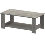 Mahmayi Modern Coffee Table with Two Tier Storage Shelf - Light Grey Chicago Concrete