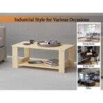 Mahmayi Modern Coffee Table with Two Tier Storage Shelf - Natural Davos Oak